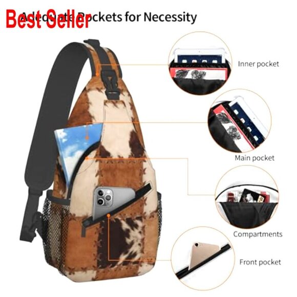 Polyester Crossbody Sling Backpack Adjustable Padded Strap Casual Daypack